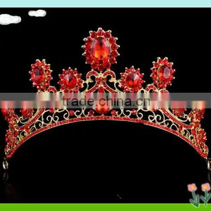 Wholesale Bling Rhinestone Pageant Crown, Red Rhinestone Crowns thumbnail-2