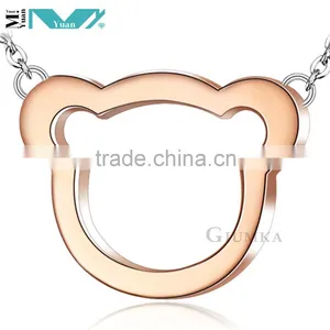 Charm Teddy Bear With Rose Gold Plated Pendant Women Stainless Steel Necklace thumbnail-1