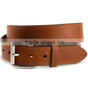 100% Genuine Leather Men's Brown Stitch Leather Belts thumbnail-1