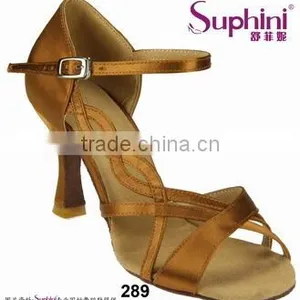 Deep Tan Opened Toe Standard Dance Latin Shoes thumbnail-1