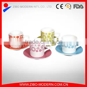 Wholesale 240ml Ceramic Tea Cup and Saucer With Flower Decal thumbnail-2