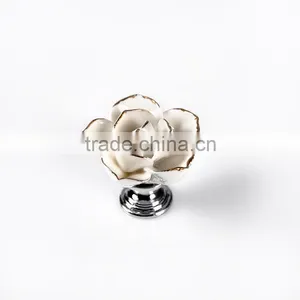 Guangdong Factory Excellent White Ceramic Flower Rose Drawer Pulls thumbnail-3