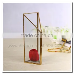 Brass Copper Bronze Rose Gold Silver Plated Jewelry Stand~ Bouquet Stand- Crystal Moments - Glass Geometric Crystal Flower Stand thumbnail-4
