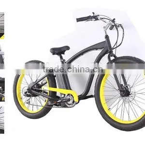 Buy Fat Tire Beach Cruiser Electric Bicycle 48V 500W Higher Speed Black-Yellow thumbnail-1