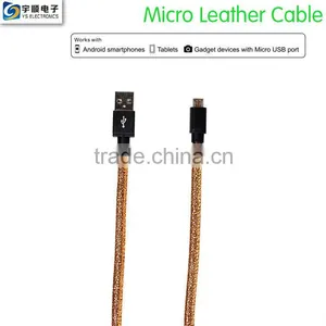 1M Micro Leather Cable for Samsung/Smartphone thumbnail-1