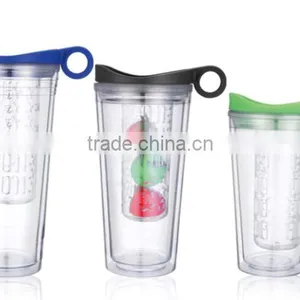 Beautiful Color Plastic Double Wall Cup , Straw Cups , Plastic Wall Cup thumbnail-1