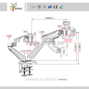 Dual Side-by Side Monitor Bracke Tmonitor Mountdesk Mount thumbnail-2
