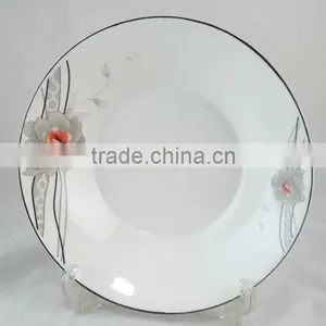 China ,best Ceramic Plate for Algeria, 8'' Soup Plate With Black Flower thumbnail-1