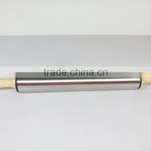 Long Stainless Steel Wooden Rolling Pin thumbnail-1