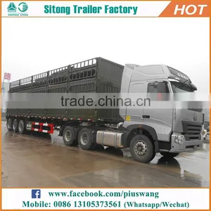 China Hot Sale 3 Axle Flatbed Trailer With Sides Bulk Cargo Transport Drop Side Trailer for Sale thumbnail-1