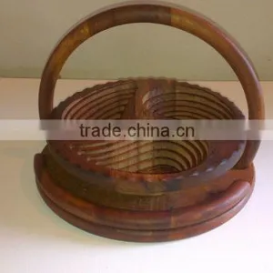 Folding Wooden Basket For Decoration Items thumbnail-1