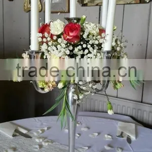 Candelabras Candle Holder 5 Arms For Home & Wedding Decoration in Aluminium With Nickel Finish thumbnail-1