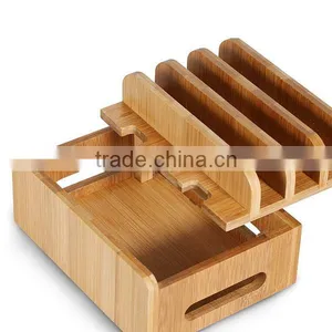 New Multi-device Bamboo Charge Station,storage Box for Mobile Phone thumbnail-4