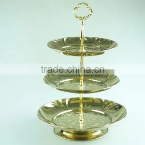 Stainless Steel Metal Flower Plate Salver Metal Decoration With 3 Layer thumbnail-3