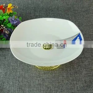 Royal Luxury Gold Ceramic Cake Plate Stand Decorating Tools For Home Drawing Room thumbnail-2