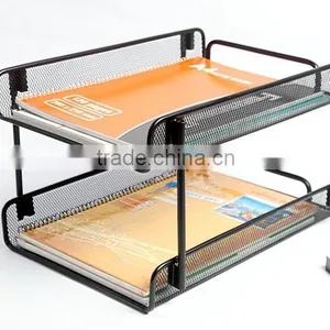 Office Desk Organizer Metal Stationery 2-Tier Staking Document Tray/File Tray/Letter Tray thumbnail-2