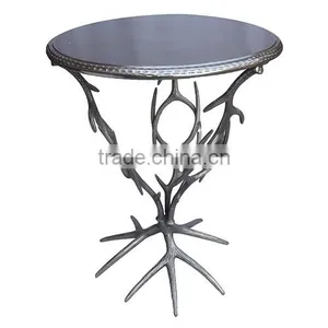 Hammered Polished Aluminum Table thumbnail-2