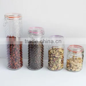 650ml-1800ml Clear Embossed Glass Mason Canning Jar With Flip Sealed Lid thumbnail-2