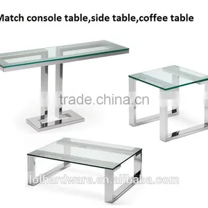 Bronze Stainless Steel Base Glass Coffee Table thumbnail-5