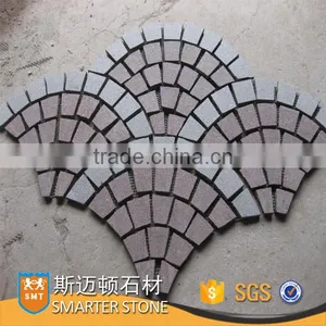 Porphyry Fan Shape Paving Stone on Mesh for Driveway thumbnail-1