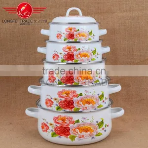 Enamel Polished Bulged Cooking Pot Enamel Casserole Set Stew Pot Enamel Ceramic Soup Pot thumbnail-2