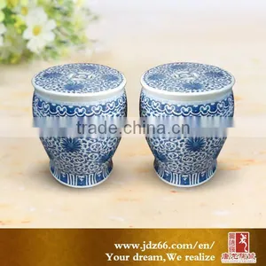 Antique Style Tangled Branches Tattoo Blue and White Porcelain Stool for Garden thumbnail-1