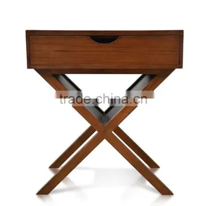 Bedside Panama Cross Legs Brown Mahogany Wood Furniture thumbnail-2