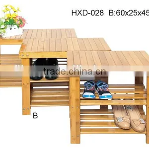 2-tier Shoe Bench Boot Organizing Rack Entryway Storage Shelf 100% Bamboo thumbnail-2