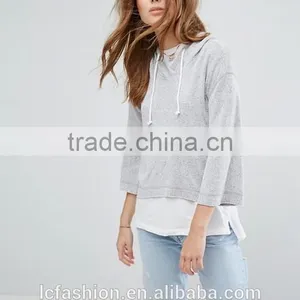 Wholsale Sweatshirts 2017 New Style Women Two Pieces Long Sleeve Loose Pullovers Hoodie thumbnail-3