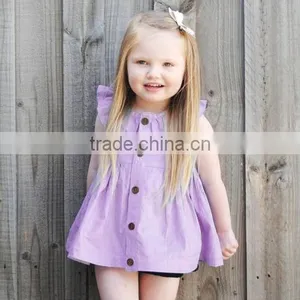 2017 New Design Hot Sale Summer Dress Wholesale Purple Cotton Clothing Boutique Custom Kids Baby 3-5 Year Old Girl Dress thumbnail-1