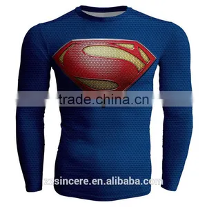 Men's Compression Polyster T-shirt Superhero Running Cycling Base Tee Tops thumbnail-2