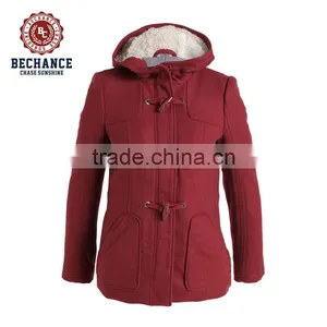 Ladies' Winter Wool Jacket With Fur Hood thumbnail-1