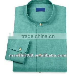 2016 Latest Style Men 100% Linen Band Collar Long Sleeve Sport Casual Shirt thumbnail-6