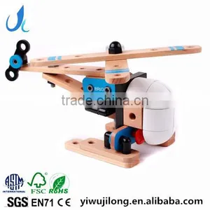 Wood DIY Assembly Helicopter Toy Wooden Educational Toys for Kids thumbnail-1