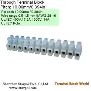 Through Terminal Block | Pitch: 8.0mm,10.0mm,12.0mm,16.0mm | Part No.PA8 Case PA66,UL94V-0 thumbnail-1