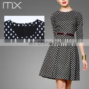 Fashion Ladies Office Mini Dress Half Sleeves Design Dress Black And White Plaid Dress thumbnail-5