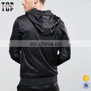 OEM Guangzhou Garments no Pockets Zipper Black Hoodies Men Custom Clothing thumbnail-3