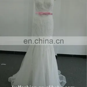 EBX-6 Lace With Pink Belt Wedding Dress thumbnail-1