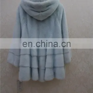 China Supplier Imported Mink Fur Jacket Blue Women Genuine Mink Fur Coat For Winter thumbnail-4