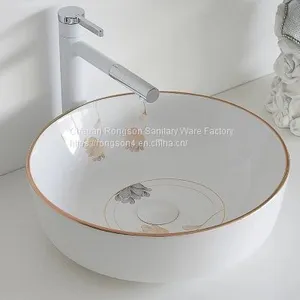 Above Counter Basin Bathroom Cheap Color Flower Sinks thumbnail-1