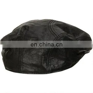 LEATHER GOLF CAP BLACK DRIVING HATS thumbnail-3