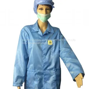 Static Dissipative ESD Jackets 2.5mm Grid White And Blue For EPA Clean Room thumbnail-1