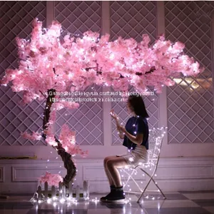 Silk Cloth Leaves Artificial Cherry Blossom Tree With Led Lights thumbnail-1