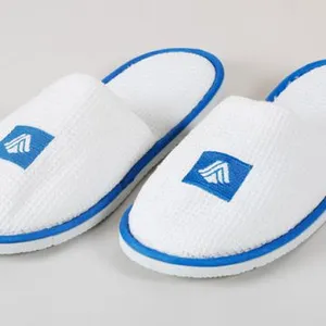 Eliya Cheap Wholesale Disposable Soft Classic White Terry Cloth Hotel Slipper thumbnail-1
