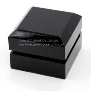 Piano Painted Wooden Ring Jewelry Box Small Black Wood Ring Box With Hidden Hinges thumbnail-3