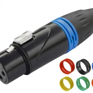 3-Pin XLR Female Cable Connector Black Plated With Color Ring thumbnail-1