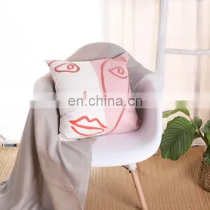 Latest Design Cute Digital Print Crewel Face Embroidery Cushion Covers thumbnail-6