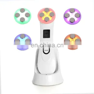 Portable High Frequency Ultrasonic Facial Wrinkles Removal Led Light Electric RF EMS Facial Massager Machine thumbnail-1
