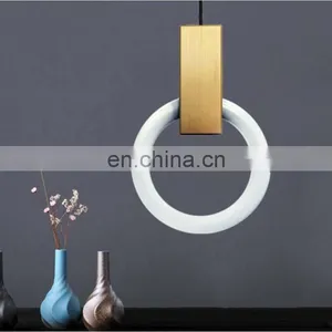 Nordic Indoor Lighting Modern Acrylic Round Ring LED Metal Light Pendant Lamp thumbnail-6