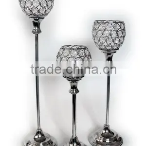 Crystal Bowl Centerpiece Wedding Candelabra, Crystal Wedding Candle Holder thumbnail-1